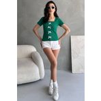 Chicup Kadın Yeşil Fiyonklu Fitilli Örme Bluz