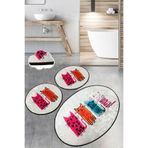 Chilai Home Baby Cats Djt 3'lü Set Paspas Kaymaz Taban Yıkanabilir Banyo Halısı Klozet Takımı
