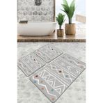 Chilai Home Ballocco Djt 3'lü Set Banyo Paspası Kaymaz Tabanlı Banyo Halısı Klozet Takımı