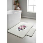 Chilai Home Bella Rose Ekru 2li Nakıslı Pelus Banyo Paspası 60x100 50x60 cm