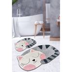 Chilai Home Big Cat 2'li Set Banyo Halısı Kaymaz Tabanlı Canlı Renkli Desenli 60x100 cm ve 50x60 cm