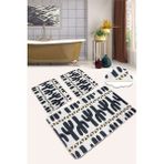 Chilai Home Cactus Time 3'lü Set Banyo Halısı Paspas Kaymaz Taban Yıkanabilir Klozet Takımı Djtbanyo - Renkli