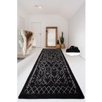 Chilai Home Chart Black Sıyah Djt Kaymaz Taban Kesme Halı Yolluk, Yıkanabilir, 80 x 200
