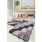 Chilai Home Circle Mor 2'li Set Banyo Halısı Yıkanabilir Kaymaz Taban Paspas Klozet Takımı