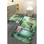 Chilai Home Crocodile 2'li Banyo Paspası,kaymaz Tabanlı,yıkanabilir 60X100 50X60 cm Djtbanyo - Renkli
