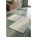 Chilai Home Dante Cotton Ekru 2'li Set (60x100 cm 50x60 cm) Banyo Halısı Yıkanabilir, Kaymaz Taban