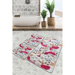 Chilai Home Faccia Djt 3'lü Set Banyo Paspası Kaymaz Tabanlı Banyo Halısı Klozet Takımı