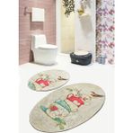 Chilai Home Fıncan 2'li Set Banyo Halısı Paspas Seti, Klozet Takımı Djtbanyo - Renkli - 4097