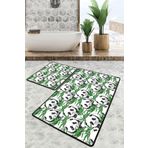 Chilai Home Green Panda Djt 2'li Set Banyo Paspası Kaymaz Tabanlı Banyo Halısı Klozet Takımı