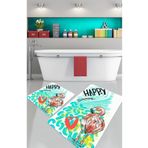 Chilai Home Happy Flamingo Colorful 2'li Set Yıkanabilir Kaymaz Taban Banyo Halısı