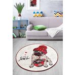 Chilai Home Let It Snow Djt Çap Dekoratif Marka Yıkanabilir Kaymaz Taban 140x140 cm Halı