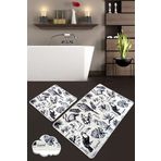 Chilai Home Lori 2'li Set Paspas Yıkanabilir Kaymaz Taban Banyo Halısı Klozet Takımı