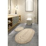 Chilai Home Macoronı Bej 2'li Set Klozet Takımı Banyo Paspas Seti Halısı Cotton Bpmk