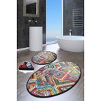 Chilai Home Maglıe 2'li Set Banyo Halısı Paspas, Klozet Takımı Djtbanyo - Renkli - 4586