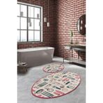 Chilai Home Makeup 2'li Set Banyo Halısı Paspas Seti, Klozet Takımı Djtbanyo - Renkli - 4448