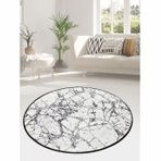 Chilai Home Marble Beyaz Halı Çap 140 cm Banyo Halısı Paspas Seti