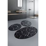 Chilai Home Marble Siyah 3'lü Set Banyo Paspası Klozet Takımı Djtbanyo
