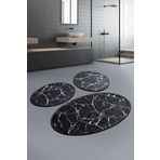 Chilai Home Marble Siyah Djt 3lü Set Banyo Paspası Klozet Takımı