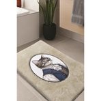 Chilai Home Modcat Taş Tekli Nakışlı Banyo Paspası ,Kaymaz Tabanlı 60x100cm