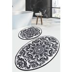 Chilai Home Motivas Black 2'li Set Banyo Halısı Klozet Takımı Paspas Seti Djtbanyo