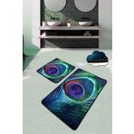 Chilai Home PEACOCK Paspas Yıkanabilir Kaymaz Taban 2'li Set Banyo Halısı