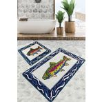 Chilai Home Pescado Banyo Halısı Djt 2li Set Kaymaz Taban,Yıkanabilir