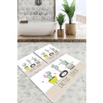 Chilai Home Pink Cactus Banyo Halısı Djt 3'Lü Set Banyo Paspası Kaymaz Tabanlı Klozet Takımı