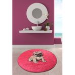 Chilai Home Pink Pug Dijital 100x100 cm Banyo Halısı
