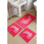 Chilai Home Pinoleo 3'lü Banyo Paspası,Kaymaz Tabanlı,Yıkanabilir 60x100 50x60 50x60 cm