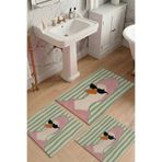 Chilai Home Quack Green 3'lü Banyo Paspası,Kaymaz Tabanlı,Yıkanabilir 60x100 50x60 50x60 cm
