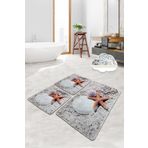 Chilai Home Starfısh 3'lü Set Banyo Halısı Paspas Yıkanabilir Kaymaz Taban Klozet Takımı