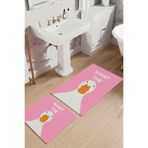 Chilai Home What The Duck Pink 2 li Banyo Paspası,Kaymaz Tabanlı,Yıkanabilir 60x100 50x60 cm