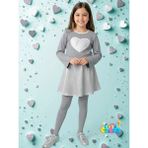 childs Alt Üst Takım Likralı Esnek Içi Tüylü Bluz+Piliseli Parlak Mini 4 Mevsim Etek - Gri - Gümüş - 1 - 2 Yaş