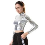 CHILDWEET Kadın Elbise Kadın Büstiyer Kadınlar Için Cosplay Kostü Balıkçı Yaka Uzun Kollu Crop Kadınlar Için Çiy Bel Bluz Kadın Kostü ü Suni Deri Tankı Kadın Giyim Bayanlar İnce Beden