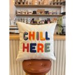Chill Here Punch Işlemeli Pamuklu Kırlent Kılıfı - 43*43CM - Punch Işlemeli Yastık Kılıfı