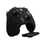 CHINFAI Controller Grip Skin for Xbox One S/X Anti-Slip Silicone Protective Cover Case for Xbox One Controller with 4 Set Thumbstick Caps (Black)