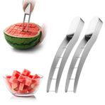 Chingcoo 2 adet karpuz kesici, karpuz kesici, meyve kesici, paslanmaz çelik karpuz kesici, karpuz kesici, karpuz, meyve salatası, kavun bıçağı, papaya, ejderha meyvesi için