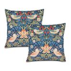 Chinoiserie Yastık Kılıfları 45 x 45 cm Mavi Adaçayı Yeşili Pimpernel Yastık Kılıfı 2'li Set Kırmızı Çilek Renkli Çiçekli Kuş Dekoratif Kırlent Kılıfı Oturma Odası Veranda Veranda Veranda Dış Mekan