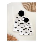 chipiques Black Hearts Anne-Kız Ponpon Orta Kalın Kaşkorse Bere Takımı