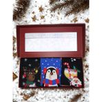 Chiristmas Socks Simli Yılbaşı Desenli Unisex Yetişkin Çorap 3'lü Hediye Seti - 105-Renkli - Standart