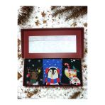 Chiristmas Socks Simli Yılbaşı Desenli Unisex Yetişkin Çorap 3'Lü Hediye Seti