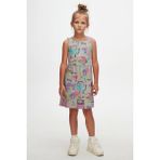 Chirping (Gray) Chirping Animals Kız Çocuk Desenli Kolsuz Elbise - 3 Yaş - Gri