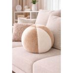 Chizgy Peluş Top Yastık Welsoft Dekoratif Kırlent Yumuşak Yuvarlak Minder Ev Dekoru Şık Tasarım - 25 x 25 cm - Ekru - Kahverengi