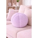Chizgy Peluş Top Yastık Welsoft Dekoratif Kırlent Yumuşak Yuvarlak Minder Ev Dekoru Şık Tasarım - 25 x 25 cm - Lila