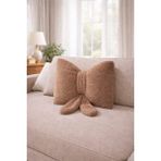 Chizgy Welsoft Fiyonk Papyon Yastık 40X40 Dekoratif Kırlent Peluş Yumuşak Yastık | Salon Koltuk Yatak Için - 40 x 40 cm - Sütlü Kahve