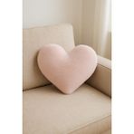 Chizgy Welsoft Kalp Yastık Dekoratif Peluş Yumuşak Süs Yastığı Pofuduk Ev Dekoru Hediyelik - 40 x 40 cm - Pudra