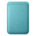 Chna Apple iPhone 12 / 13 / 14 / 15 / 16 / 17 Serisi ile Uyumlu Deri Cüzdan Magsafe Kartlık Aqua Blue (Mavi)
