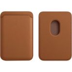 Chna Apple iPhone 12 / 13 / 14 / 15 / 16 / 17 Serisi ile Uyumlu Deri Cüzdan Magsafe Kartlık Taba Kahverengi