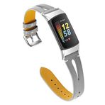 Chofit Fitbit Charge 5 Kayış ile Uyumlu Yedek Kayışlar, İnce İçi Boş Deri Kayışlar Bileklik Kadınlar Kızlar için Charge 5 Aktivite Takip Cihazı (Gri)