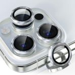 Choiche [3+1 iPhone 15 Pro/iPhone 15 Pro Max Kamera Lens Koruyucu, 9H Temperli Cam Kamera Kapağı Ekran Koruyucu Metal Halka Dekorasyon Aksesuarları (Gümüş)